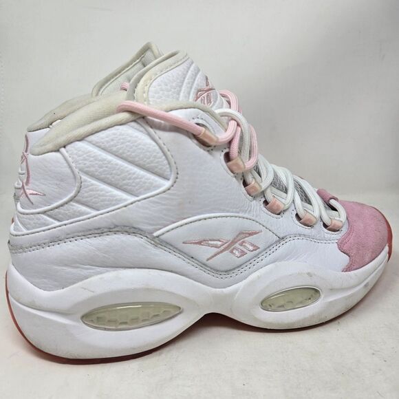 REEBOK Question Mid Allen Iverson Pink Toe White and Pink Sneakers Size 9.5 Mens - Picture 2 of 10